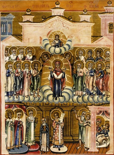Religious Antiques  - "Pokrov" The Protection of the Mother of God - Russia, late 19th century